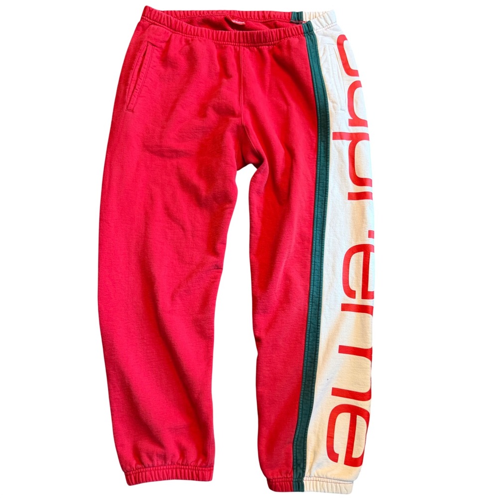 Supreme Big Logo Paneled Sweatpants Red White Green Large Joggers